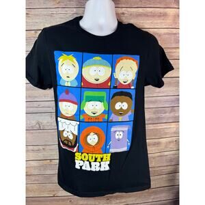 South Park Black Shirt Mens Size small Casual Colorful TV Characters Tee